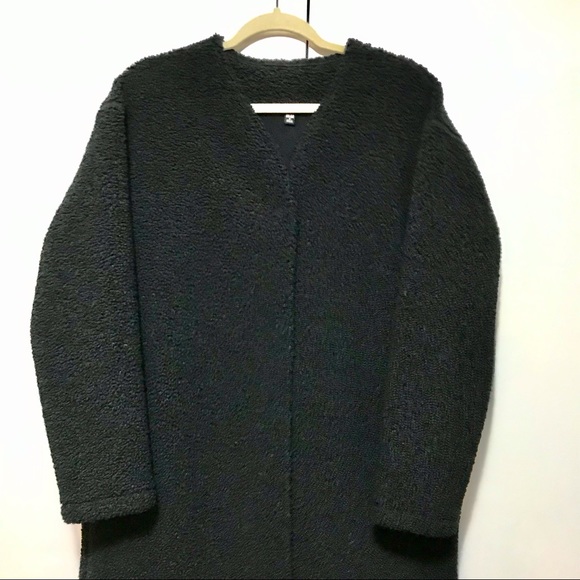 SOLD! N/A ~New UNIQLO Coatigan Coat~Fleece (Sherpa/Persian Lamb Style) ~ Black~M - Picture 5 of 7